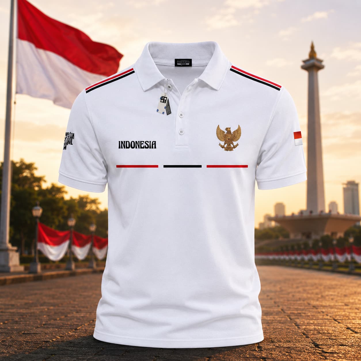 Polo Garuda Putih Strip