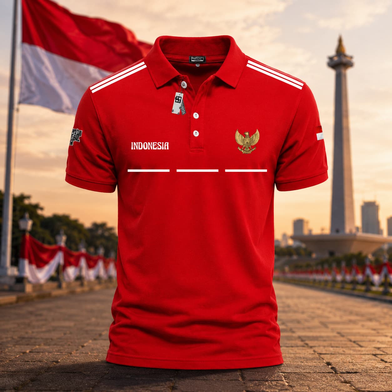 Polo Garuda Merah Strip